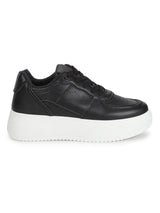 Black PU Lace-Up Sneakers (TC-RS3433-BLK)