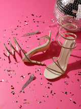 Gold Suede Stiletto Sandals (TC-TB3-GLD)