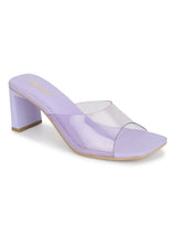 Lilac Purple PU Perspex Clear Block Mules (TC-ST-1228-LILPU)