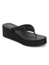 Black PU Slip-On Wedges (TC-MSI-474-BLK)
