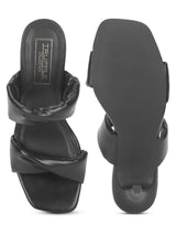 Black PU Quilted Strap Stiletto Mules (TP10180-BLK)