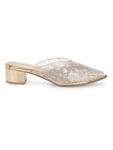 Rose Gold PU Diamante Block Mules (TC-SLC-BL107-RGLD)