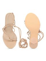 Nude PU Lace-Up Stiletto Sandals (TC-TB4-NUD)