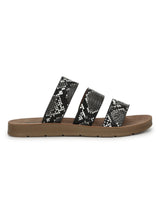 Black Snake PU Strappy Slip On Flats (TC-RLST5-BLK)