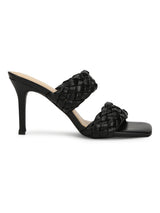 Black PU Braided Stiletto Mules (TC-RLST28-BLK)