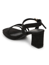 Black Suede Strappy Block Sandals (TC-SLC-2103-BLK)