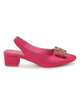 Fuschia Velvet Block Sandals (TC-SLC-BL72-FUS)