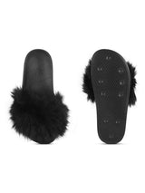Black Fur Slip-On Flats (TC-AMUNA1012-BLK)