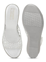 Silver PU Slip-On Wedges (TC-SLC-242-SIL)