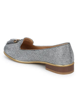 Silver Shimmer Tassel Belly Flats (TC-RLST3-SLVR)