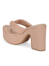 Nude PU Flip Flop High Block Heel Mules (TC-ST-1256-NUD)