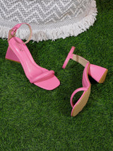 Fuschia PU Strappy Block Sandals (TC-SLC-CR021-FUS)