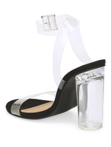 Black Suede Perspex High Block Heels (TC-RLST27-BLK)