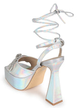 Silver Patent Lace-Up Block Sandals (TC-TB6-SIL)