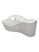 Silver PU Slip-On Wedges (TC-SLC-242-SIL)