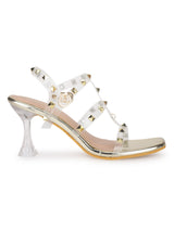 Gold Patent Studded Stiletto Sandals (TC-SLC-N1143-GLD)