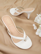White PU Flip Flop Stiletto Mules (TP10161-WHT)