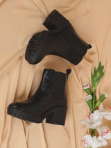 Black Croc PU Block Ankle Boots (TC-ST-1291-BLKCROC)