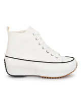 White Canvas Lace Up Sneakers (TC-RS3476-WHT)