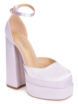 Lilac Satin Strappy Block Sandals (TC-GOWN1-LILAC)