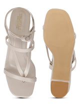 Nude PU Lace-Up Block Sandals (TC-SLC-CR024-NUD)