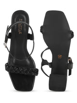 Black PU Braided Block Sandals (TC-MSI-103-BLKPU)