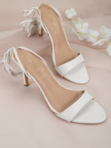White PU Stiletto Lace Up Sandals (TP10179-WHT)