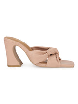 Nude PU Knotted Strap Block Heel Mules (TC-ST-1236-NUDPU)