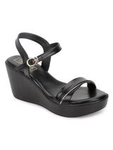 Black PU Buckle Wedges (TC-SLC-F65-BLK)