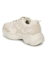 Stone Beige Mesh Lace-Up Chunky Sneakers