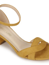 Mustard Micro Low Heel Sandals