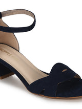 Navy Blue Micro Low Heel Sandals