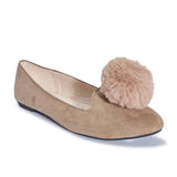 Taupe Pom Pom Detail Flat