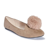 Taupe Pom Pom Detail Flat