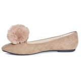 Taupe Pom Pom Detail Flat