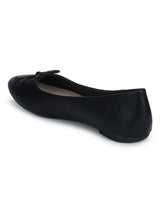Black PU Thin Bow Belly Flats