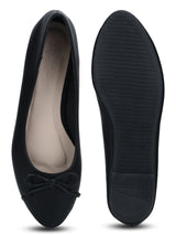 Black PU Thin Bow Belly Flats
