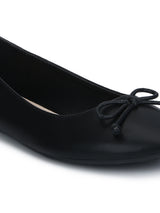Black PU Thin Bow Belly Flats