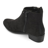Black Suede Zip Up Stud Ankle Boots