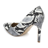 Grey Snake Pointed Court Shoes