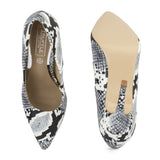 Grey Snake Pointed Court Shoes