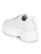 White PU Chunky Lace-Up Sneakers