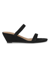 Black Suede Mules With Slim Straps