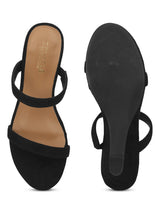 Black Suede Mules With Slim Straps