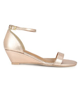Rosegold PU Low Heel Wedges With Ankle Strap