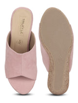 Pink Micro Peep Toe Slip On Wedges