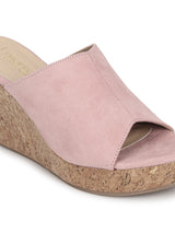 Pink Micro Peep Toe Slip On Wedges