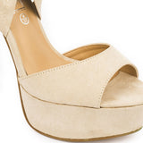 Nude Emboidery Wrap Around High Heels