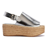 Silver Jute Flatforn Sandal