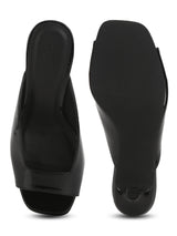 Black Patent PU Slip On Mules